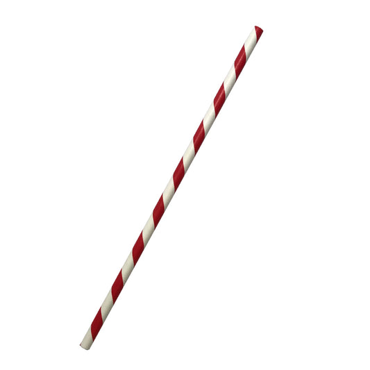 Paper Straws Red Stripe Regular 6mm x 197mm - Eco-Friendly Biodegradable Straws (2500 Pack)