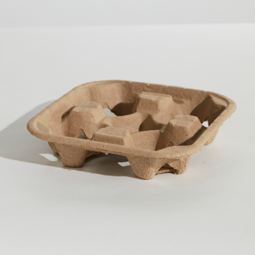4 cup Brown cardboard egg carton