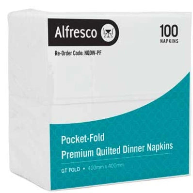 White Quilted Dinner Napkins - Pocket Fold Design (900 Pack)