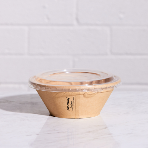 Bowl Lids for 1050ml Kraft Deluxa Paperway Bowls (300 Pack)
