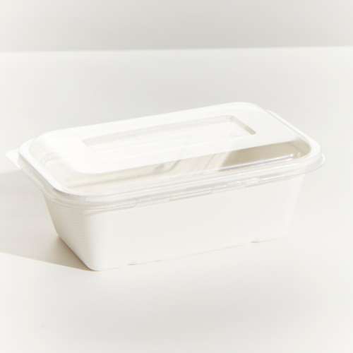 Rectangular Sugarcane Container Lids 750-1300ml - Clear PET Plastic Lids (500 Pack)
