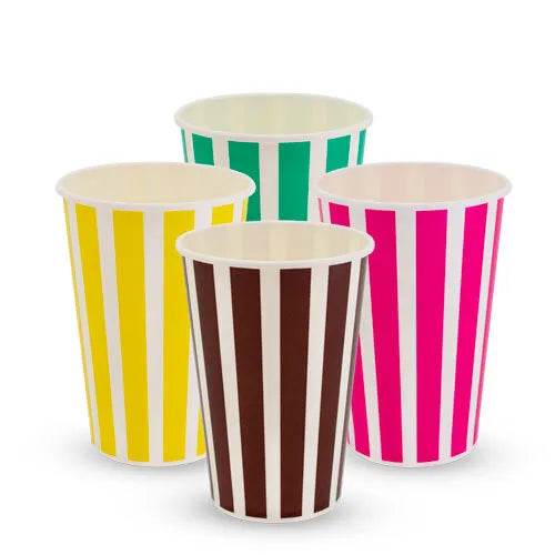Milkshake Cups 16oz Candy Stripe - Paper Cold Drink Cups (1000 Pack)