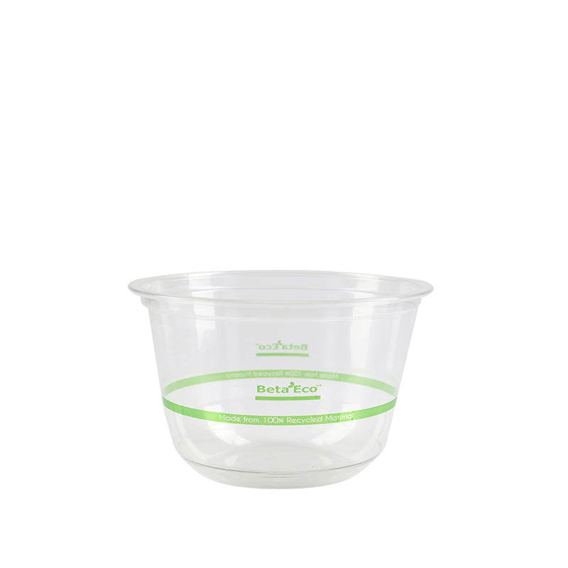 Clear plastic container with green band and 'Beta Eco' branding 