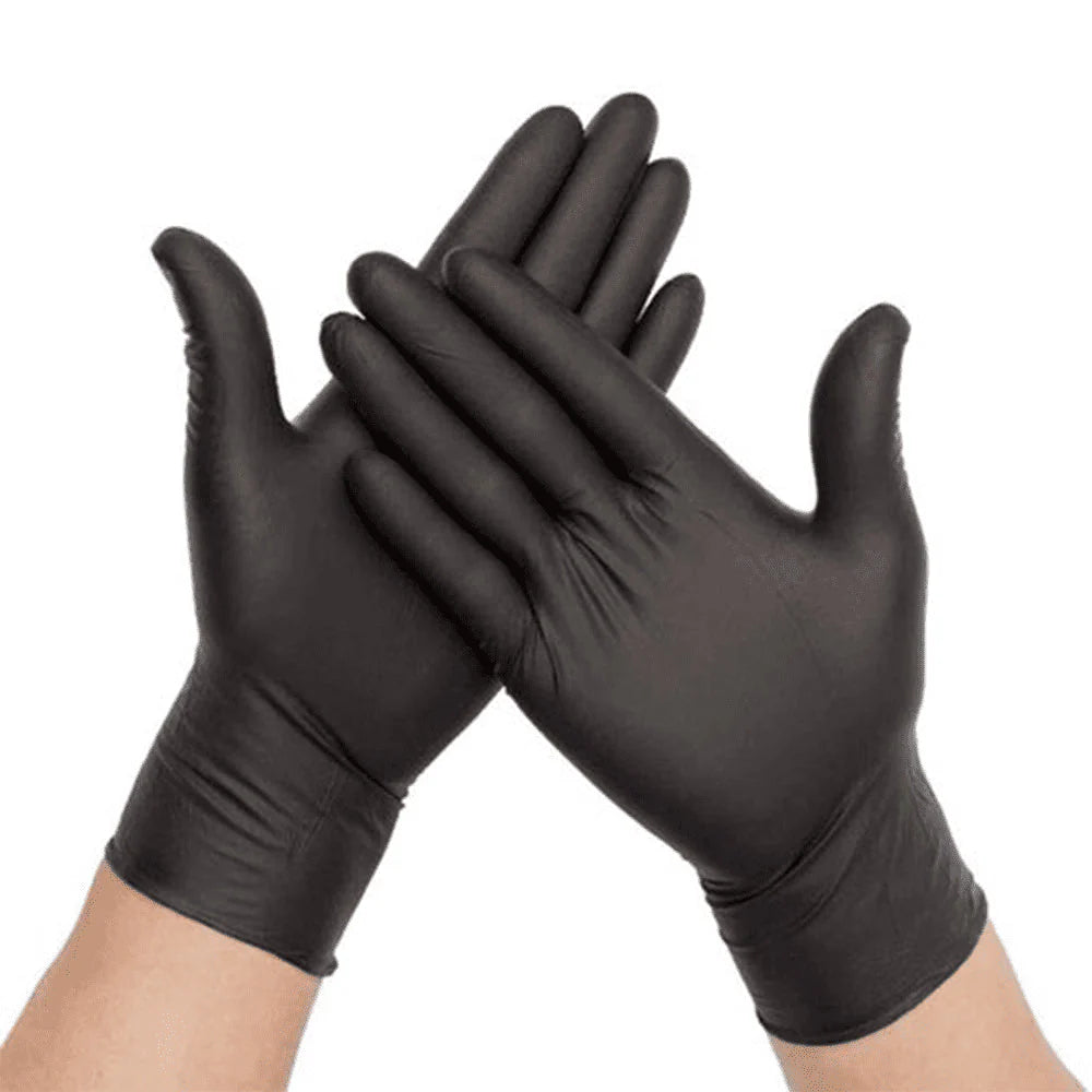Nitrile Gloves Black Small - Powder Free Disposable Gloves (100 Pack)