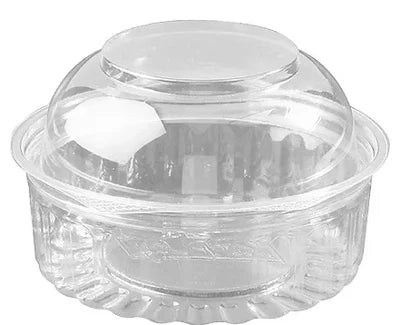 Clear plastic container with a dome lid