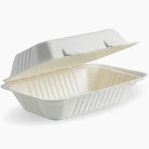 SNACK BOX CLAMSHELL SUGARCANE WHITE